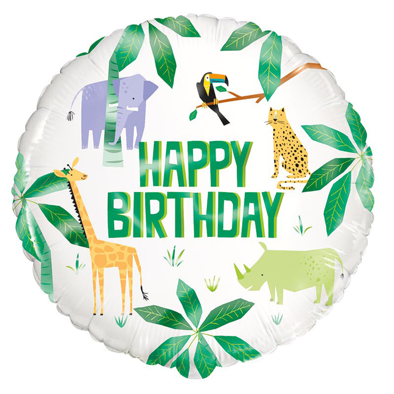 ABC18 Folienballon "Happy Birthday" Safari | Ø 45 cm