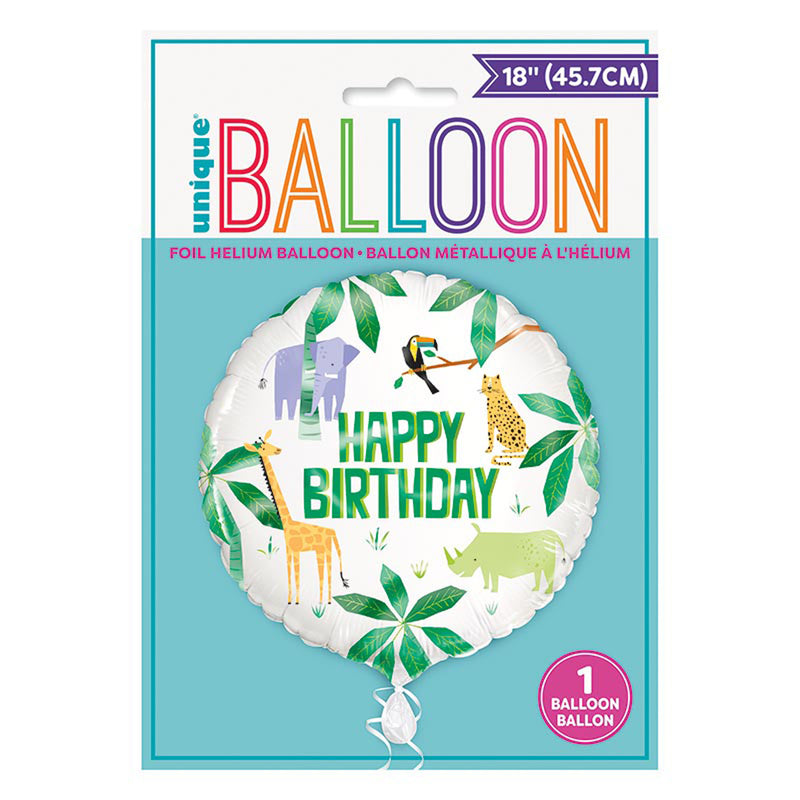 ABC18 Folienballon "Happy Birthday" Safari | Ø 45 cm
