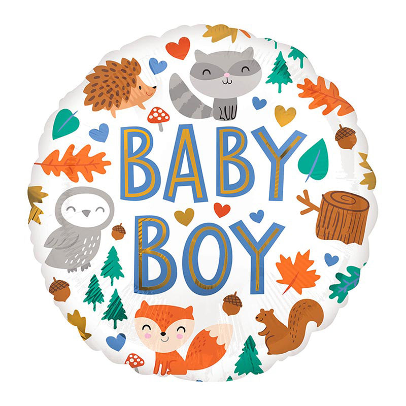 18"/Ø43cm Folienballon "Baby Boy" Waldtiere