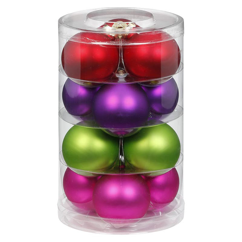 Weihnachtskugeln Happy Xmas | Ø 6 cm | 12 Stück | Glas | Bunte Mini-Kugeln
