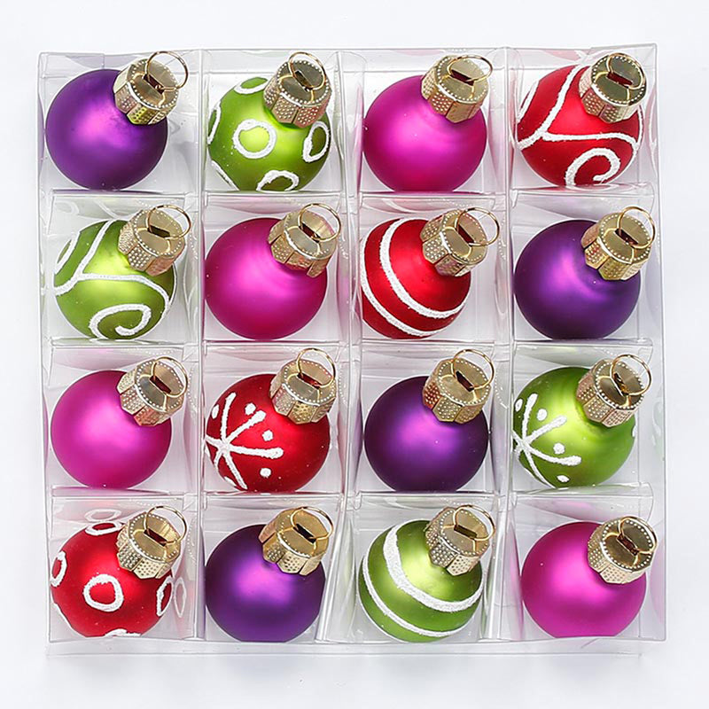 Weihnachtskugeln Happy Xmas | Ø 2 cm | 16 Stück | Glas | Bunte Mini-Kugeln