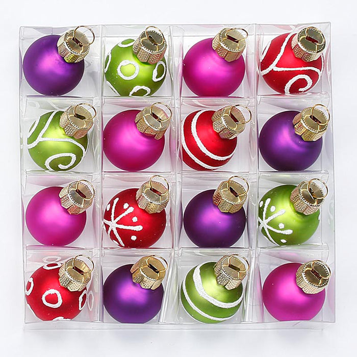 Weihnachtskugeln Happy Xmas | Ø 2 cm | 16 Stück | Glas | Bunte Mini-Kugeln