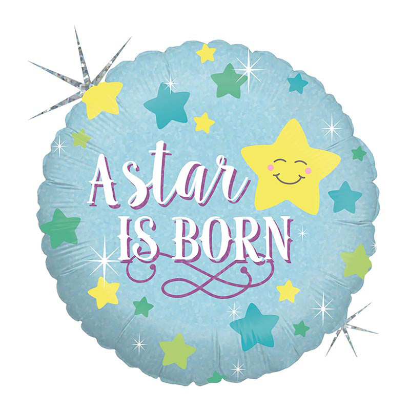 18"/Ø46cm Folienballon "A Star is Born Boy Holo"