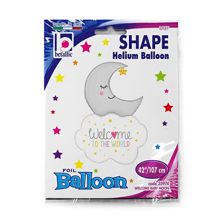 Shape Folienballon "Welcome Baby" Mond | 107 cm