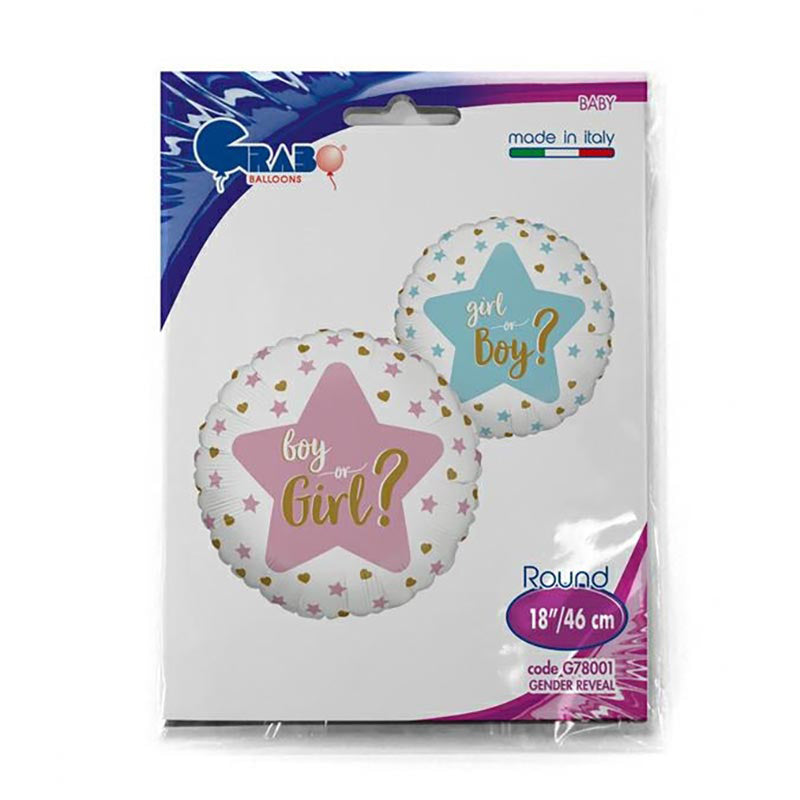18"/Ø46cm Folienballon "Boy or Girl Gender Reveal"