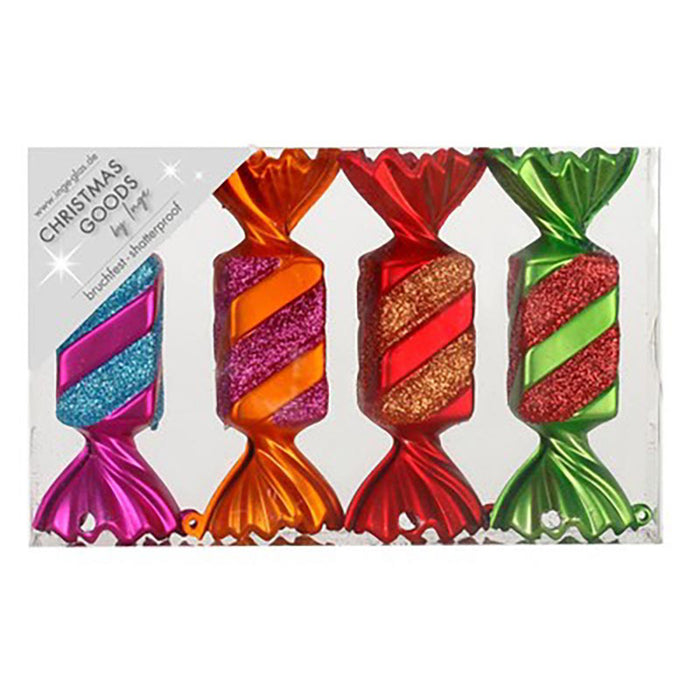 Weihnachtsdeko Bonbons MilleFiori | 10,5 cm | 4 Stück | Kunststoff bruchsicher