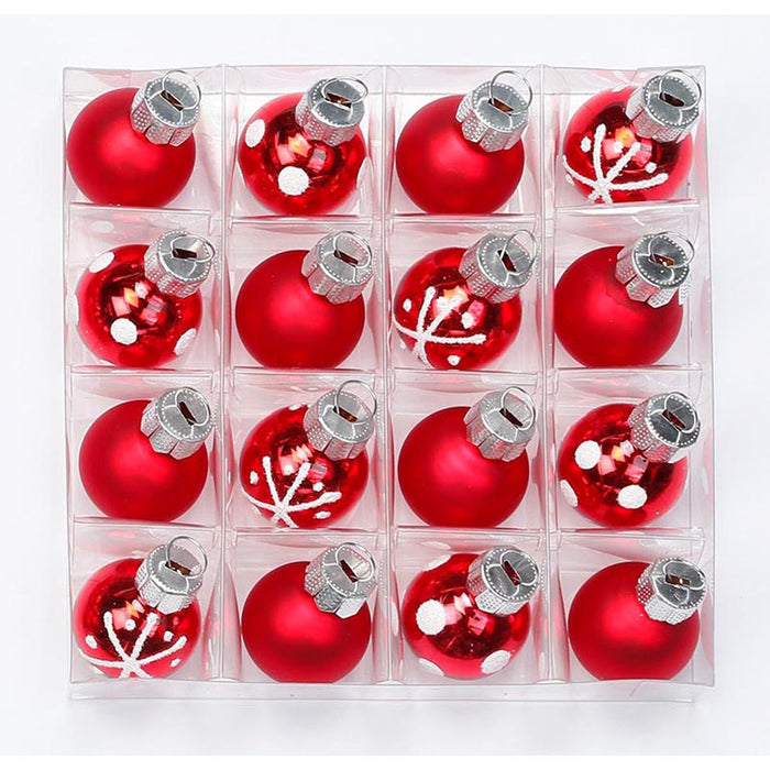 Weihnachtskugeln Merry Red | Ø 2 cm | 16 Stück | Glas | Rot | Mini