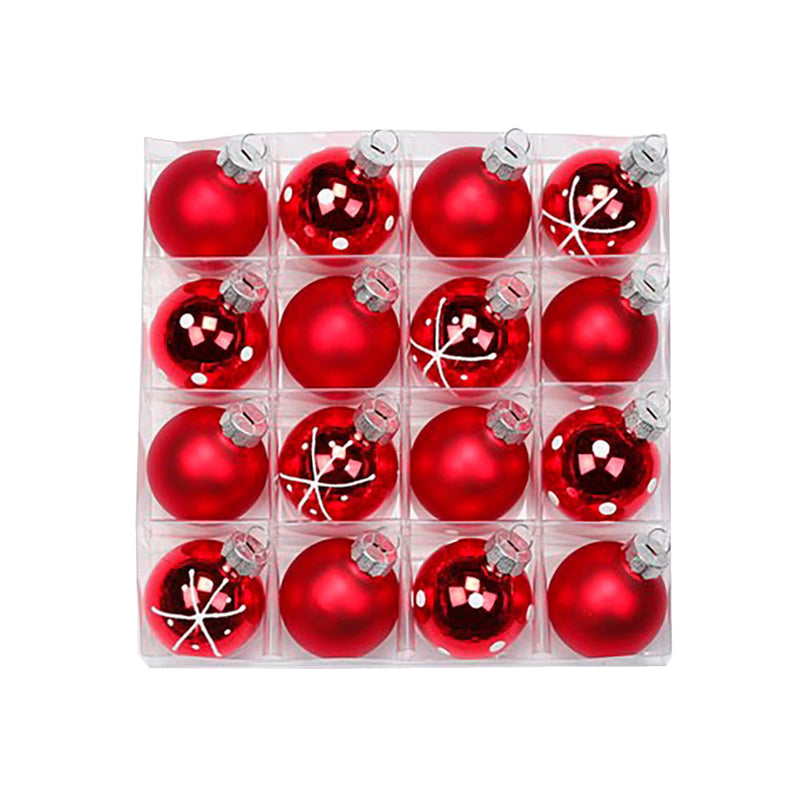 Weihnachtskugeln Merry Red | Ø 4 cm | 16 Stück | Glas | Rot | Mini
