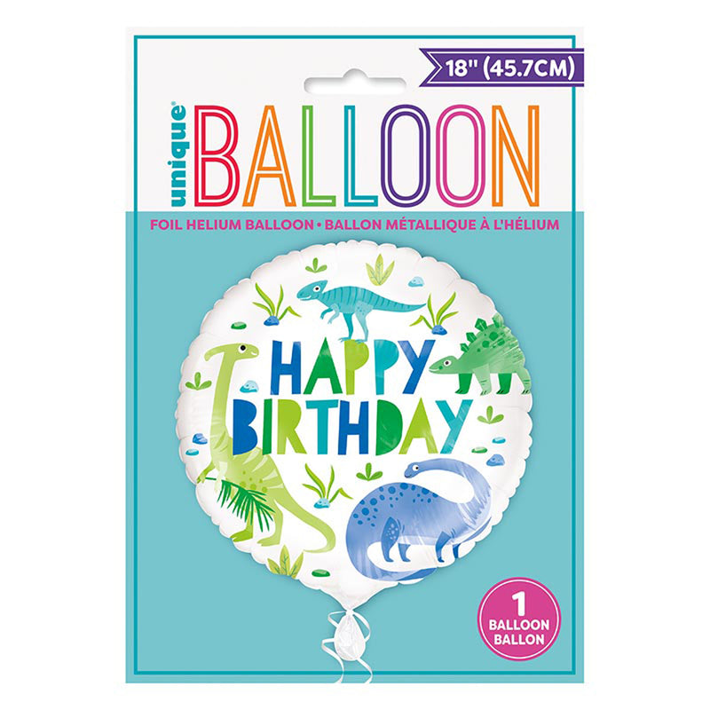 18"/Ø45cm Folienballon "Happy Birthday" Dino