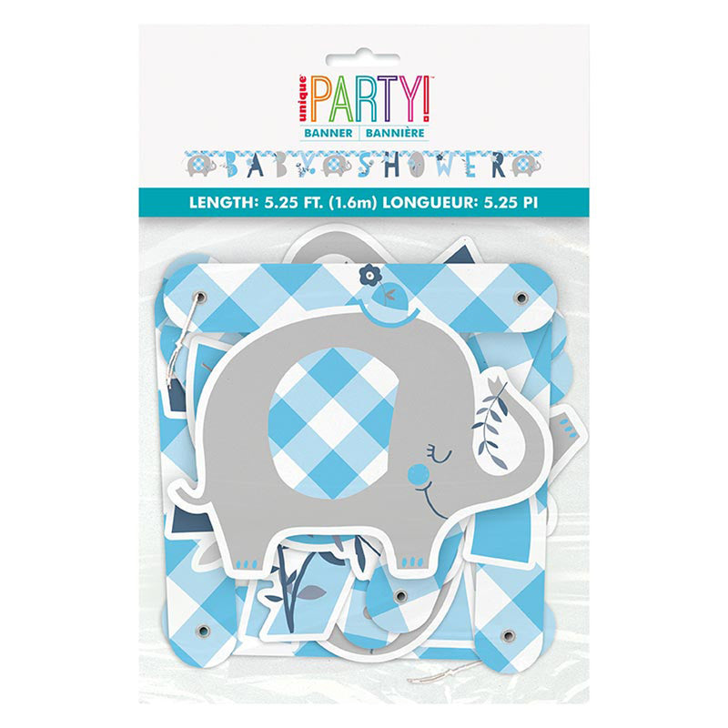 Buchstabengirlande Elefant Floral Blau 160cm