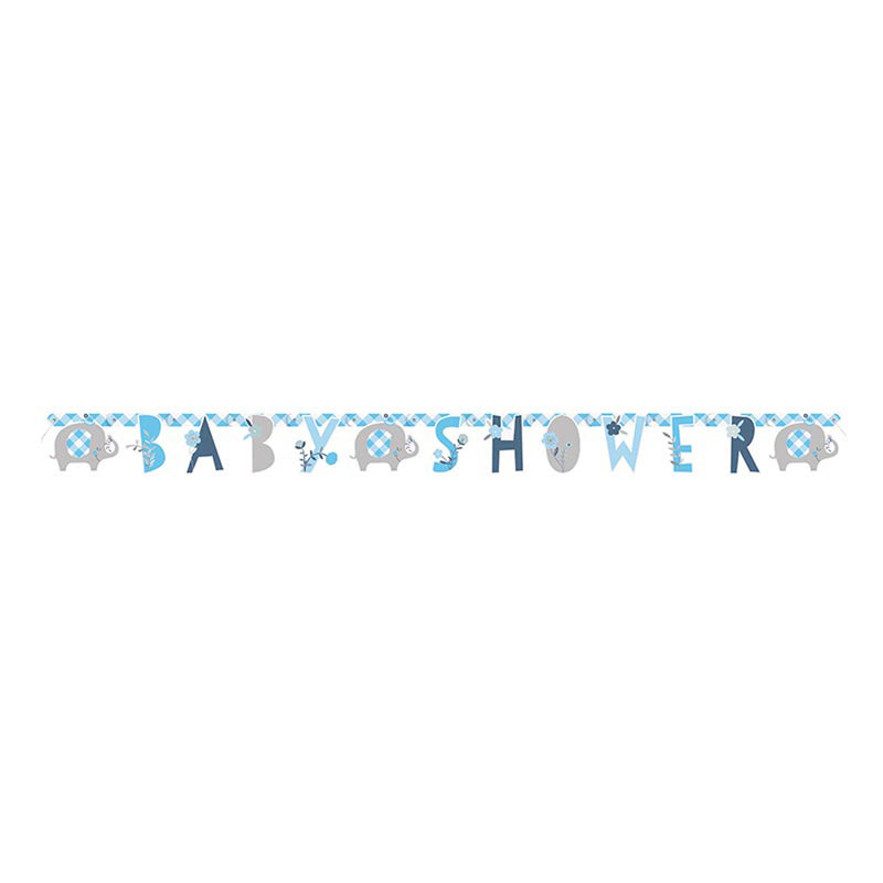 Buchstabengirlande Elefant Floral Blau 160cm