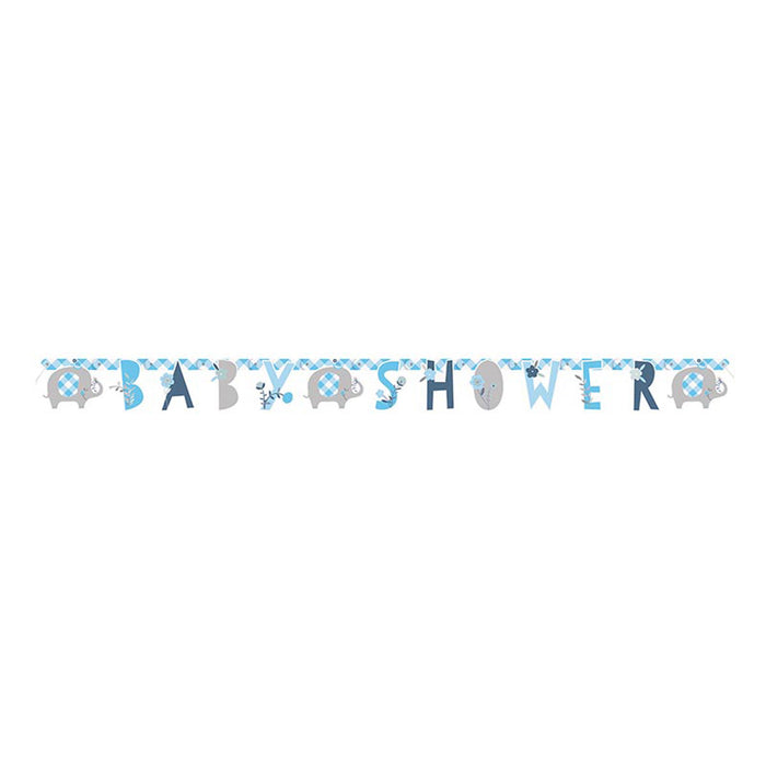 Buchstabengirlande Elefant Floral Blau 160cm