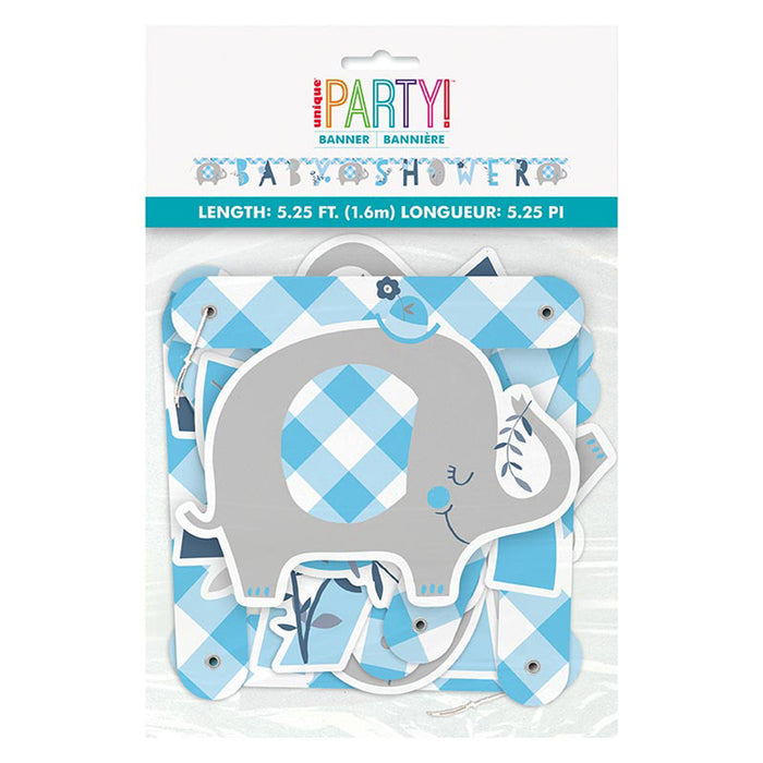 Buchstabengirlande Elefant Floral Blau 160cm