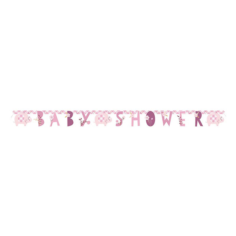 Buchstabengirlande Elefant Floral Pink 160cm