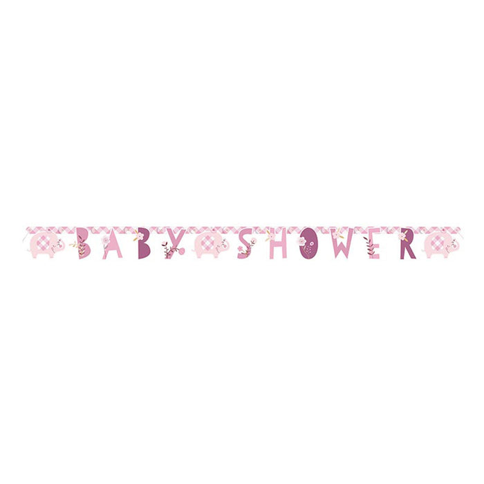 Buchstabengirlande Elefant Floral Pink 160cm