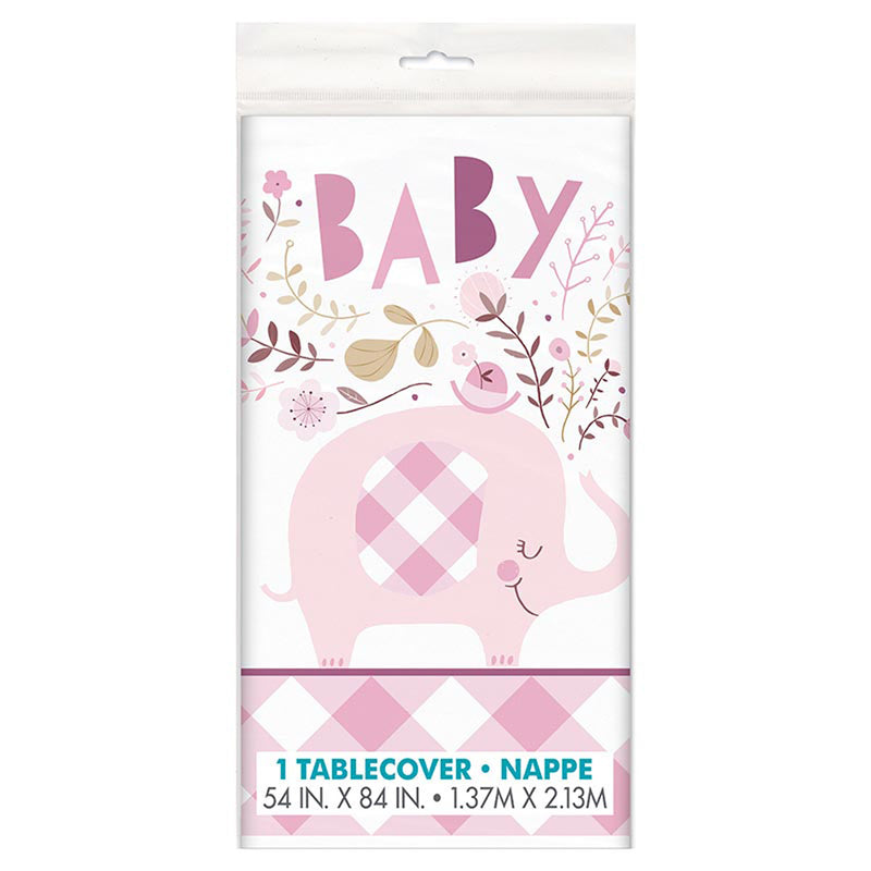 Tischdecke PVC Elefant Floral Pink ca.137x213cm