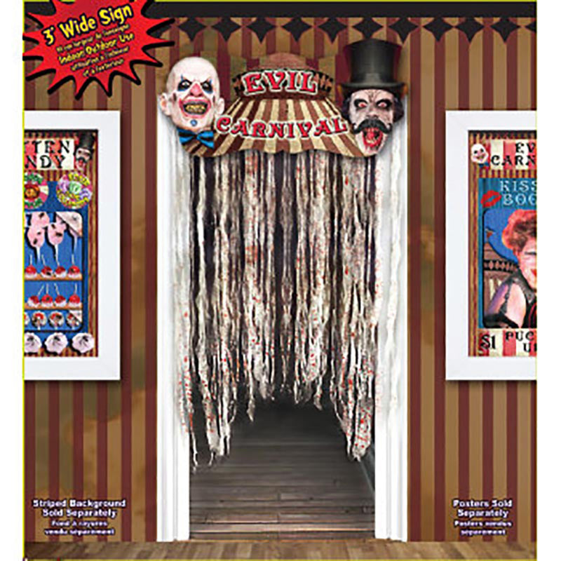 Türvorhang Horror Zirkus - 120 cm breit - Gruselige Halloween Deko für Türen & Eingänge
