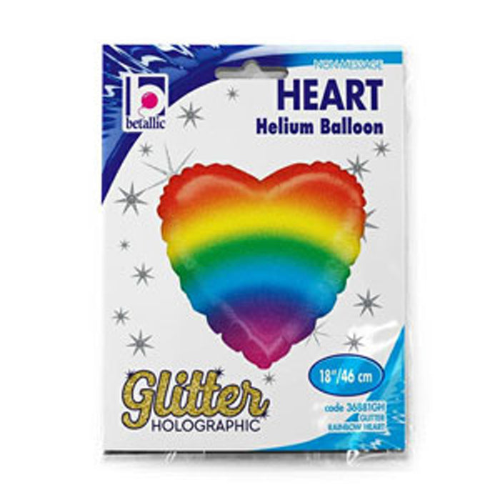 ABC18 Herz Folienballon "Glitzer Regenbogen" | Ø 46 cm