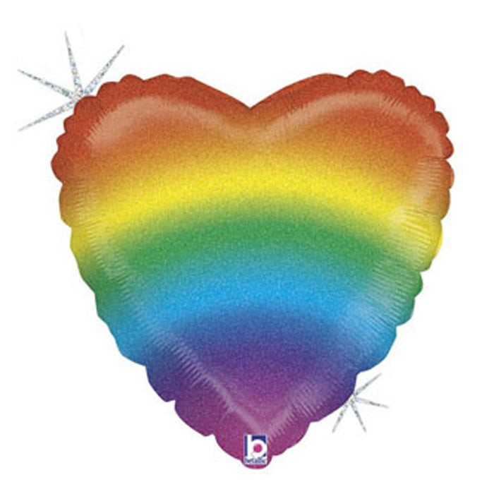 ABC18 Herz Folienballon "Glitzer Regenbogen" | Ø 46 cm
