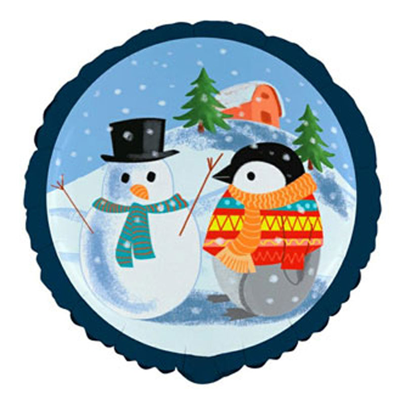 18"/Ø46cm Folienballon "Schneemann & Weihnachtspinguin"