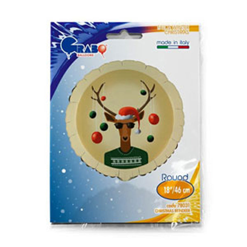 18"/Ø46cm Folienballon "Weihnachtsrentier"
