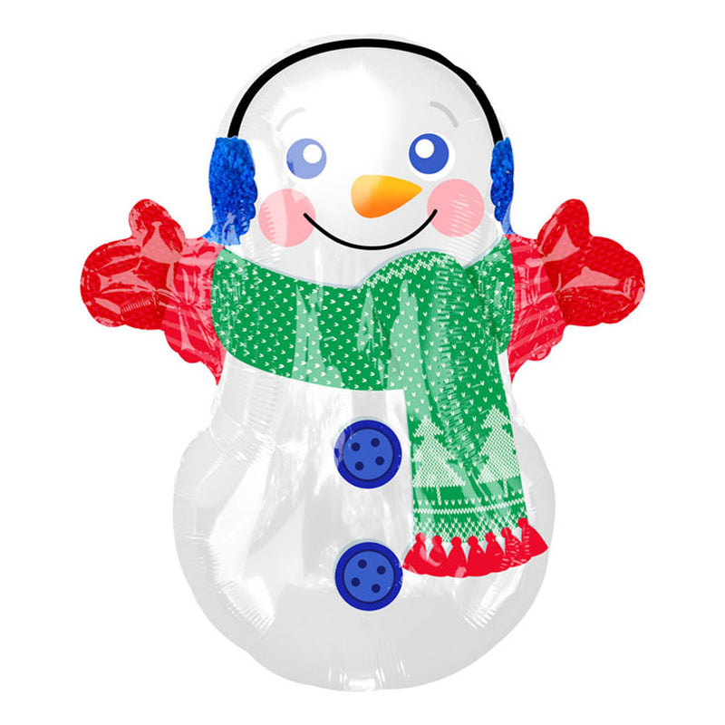 ABC18 Folienballon "Schneemann grüner Schal" S50 | Ø 45 cm