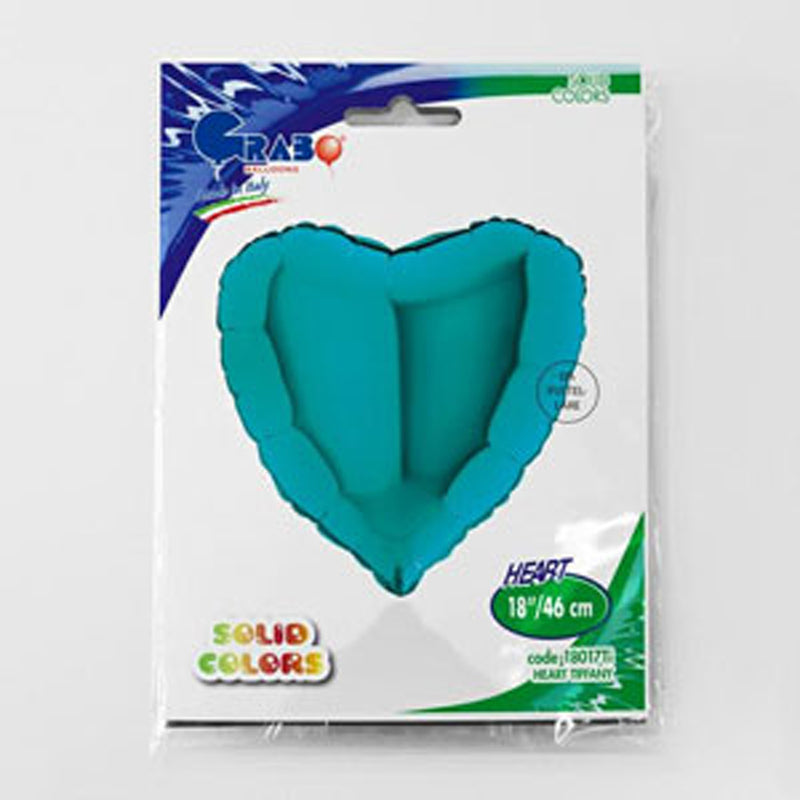 18"/Ø46cm Herz Folienballon  Uni | Tiffany /Türkis
