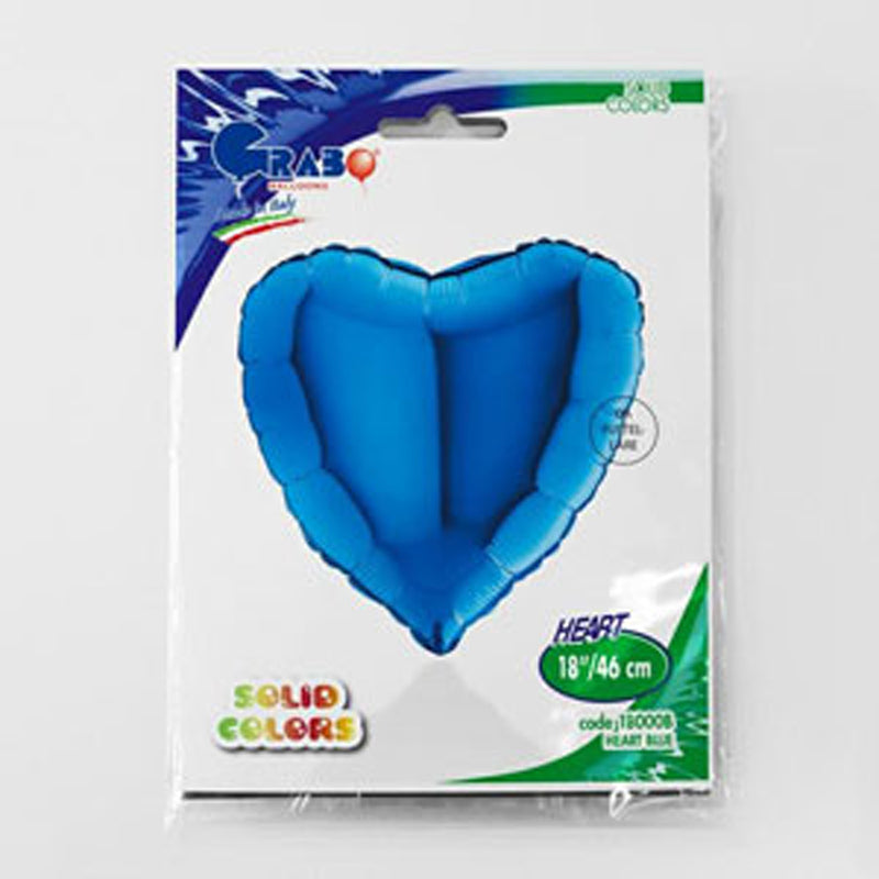 18"/Ø46cm Herz Folienballon  Uni | Blau