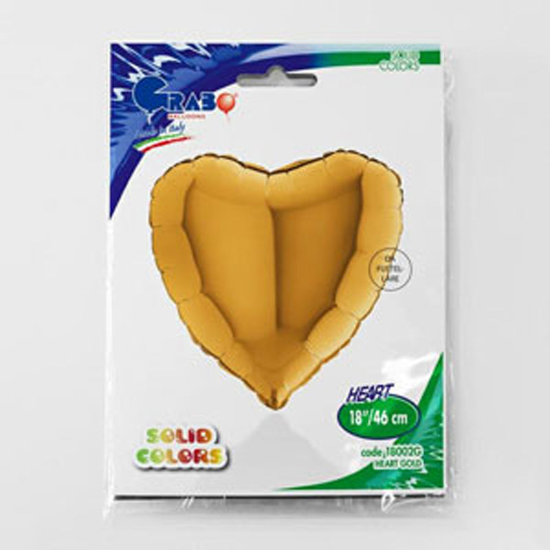 18"/Ø46cm Herz Folienballon  Uni | Gold
