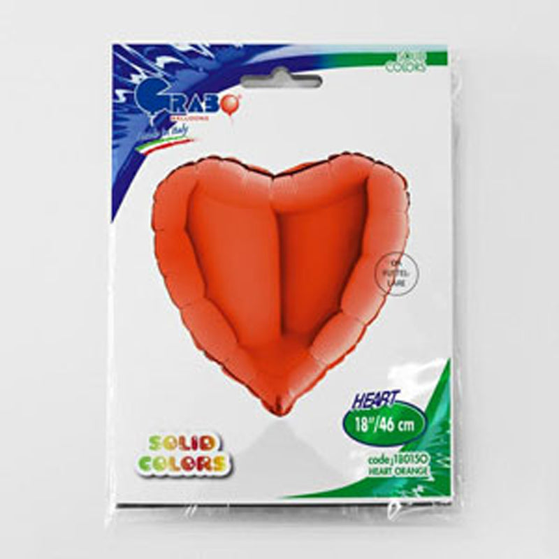 18"/Ø46cm Herz Folienballon  Uni | Orange