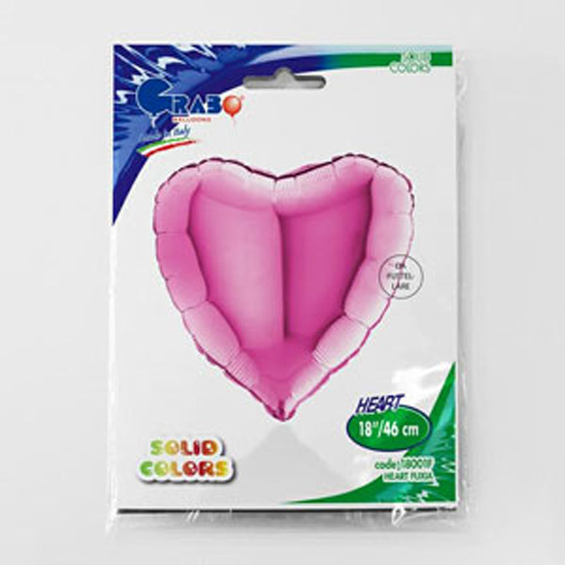18"/Ø46cm Herz Folienballon  Uni | Fuchsia