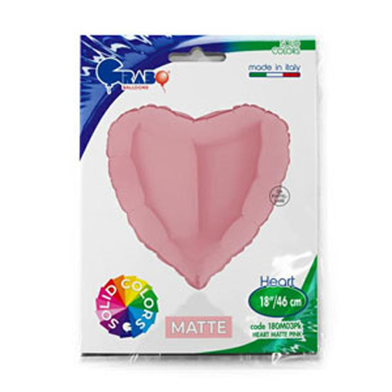 18"/Ø46cm Herz Folienballon  Uni | Matte Satin Pink
