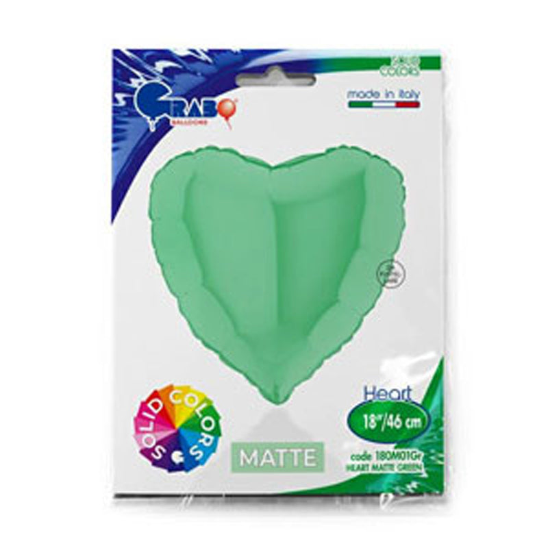 18"/Ø46cm Herz Folienballon  Uni | Matte Satin Grün