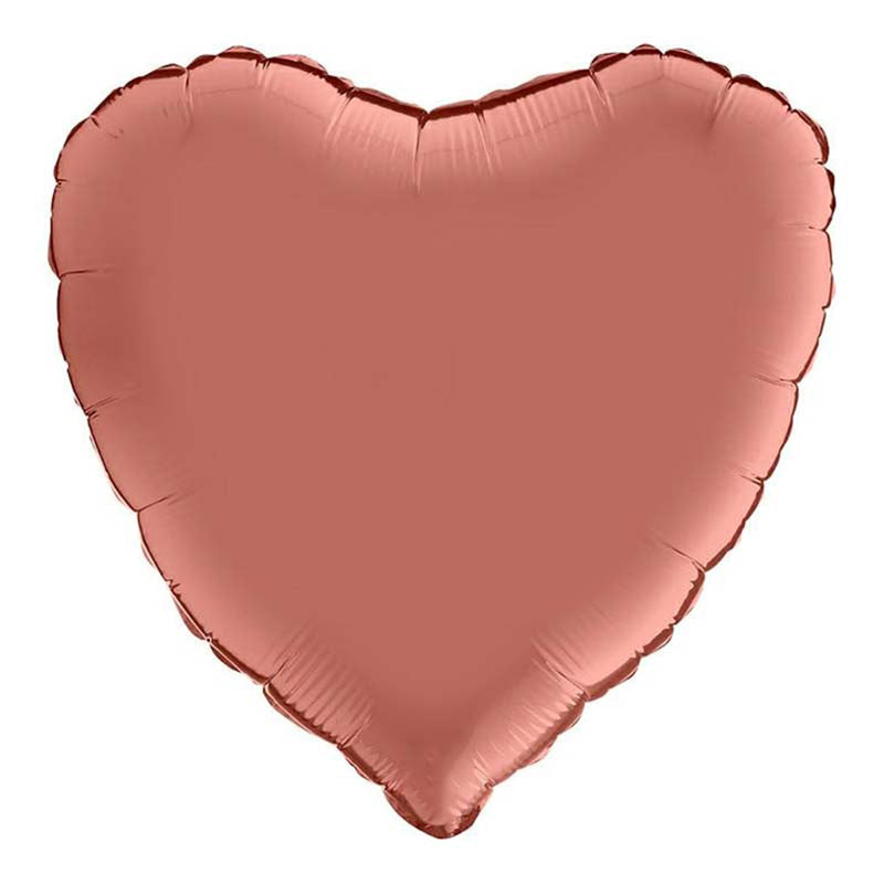 ABC18 Herz Folienballon Uni | Ø 46 cm Satin Rose Gold