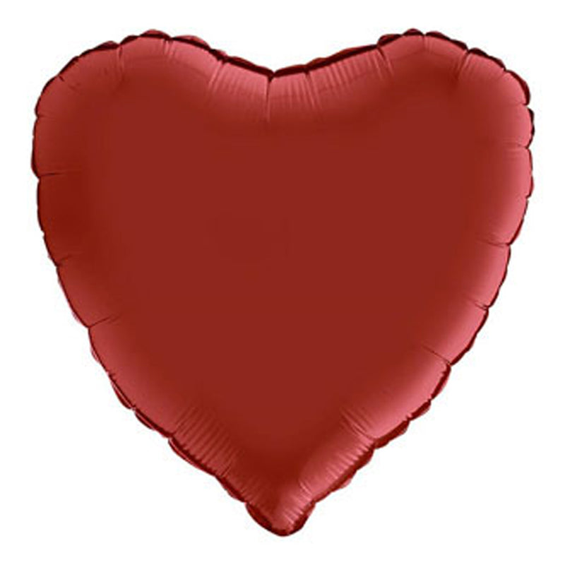 18"/Ø46cm Herz Folienballon  Uni | Satin Rubin Rot