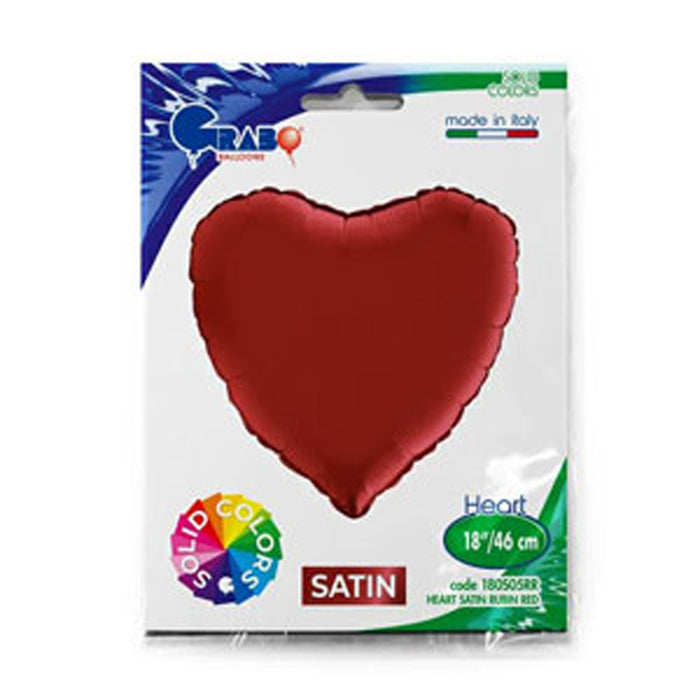 ABC18 Herz Folienballon Uni | Ø 46 cm Satin Rubin Rot