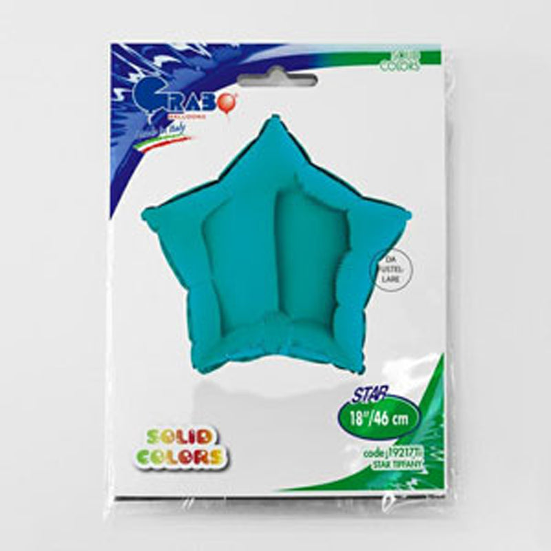 18"/Ø46cm Stern Folienballon Uni | Tiffany / Türkis