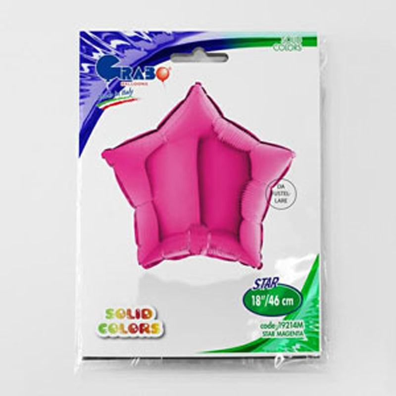 18"/Ø46cm Stern Folienballon Uni | Magenta / Pink