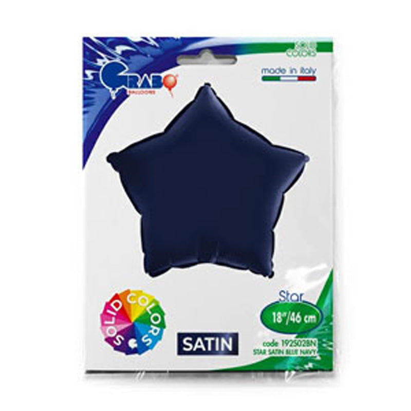 18"/Ø46cm Stern Folienballon Uni | Satin Blau