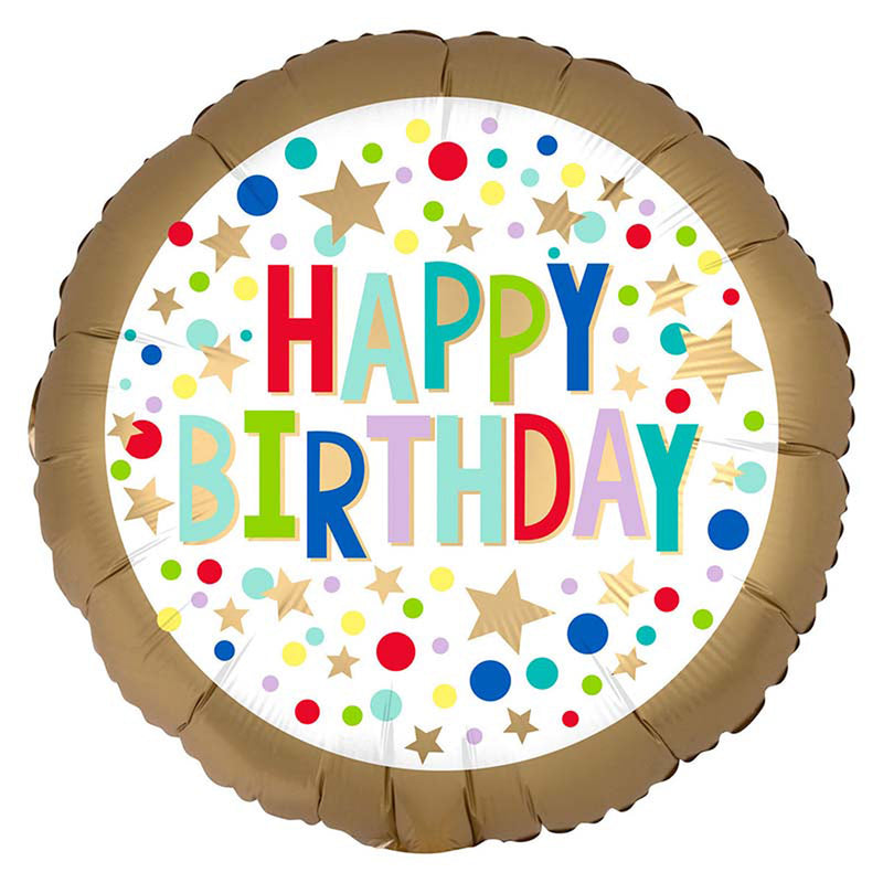 ABC18 Folienballon "Happy Birthday" Punkte | Ø 45 cm Gold