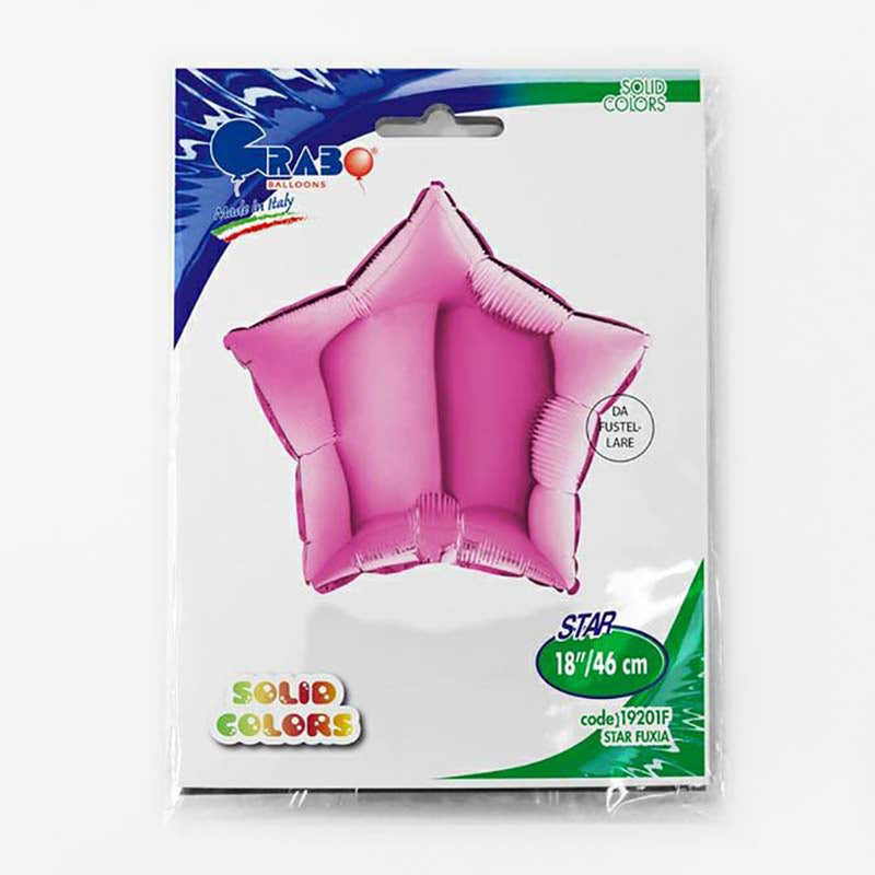 18"/Ø46cm Stern Folienballon Uni | Fuchsia