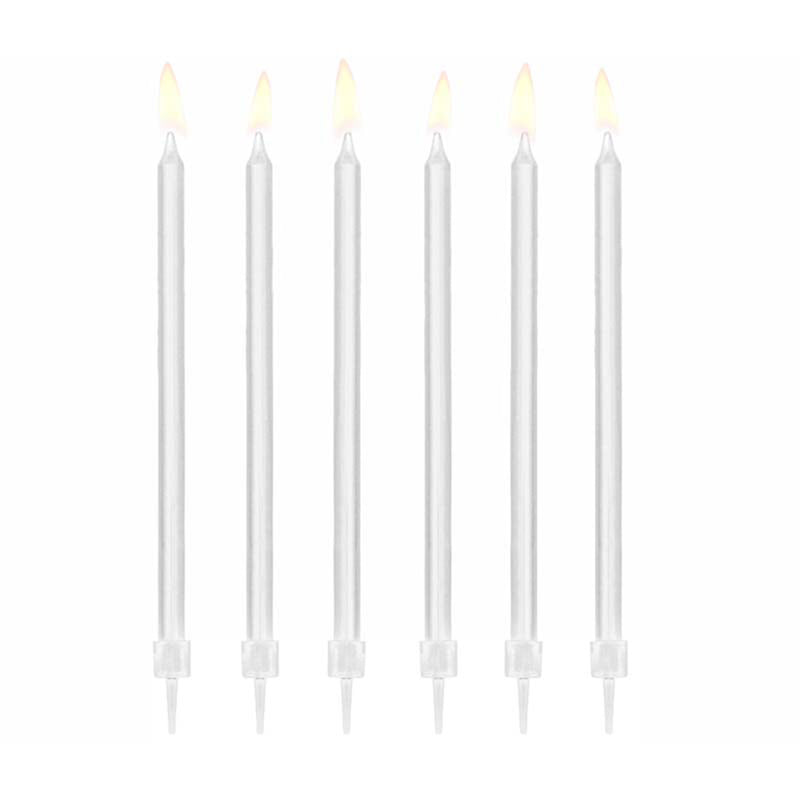 Kerzen & Halter 14 cm | 12Stk. - Glatt Weiß