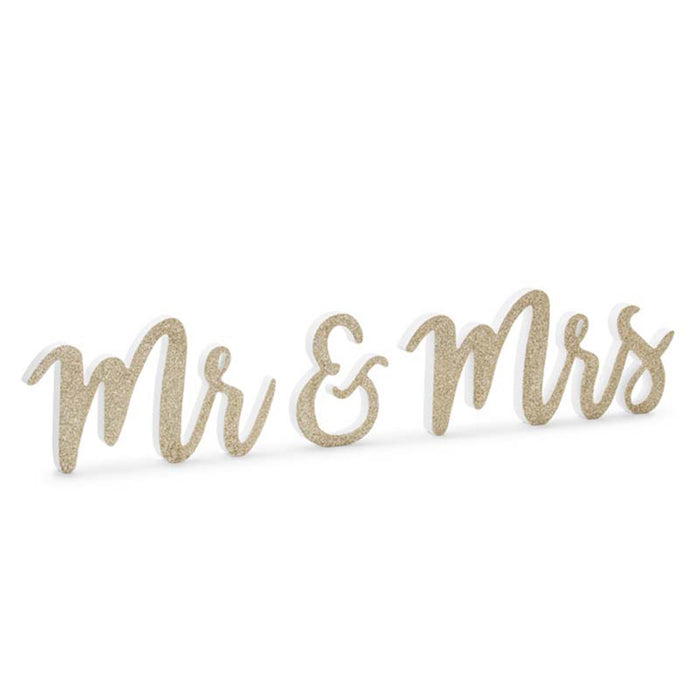 Holzschriftzug Mr & Mrs, gold, 50x10cm