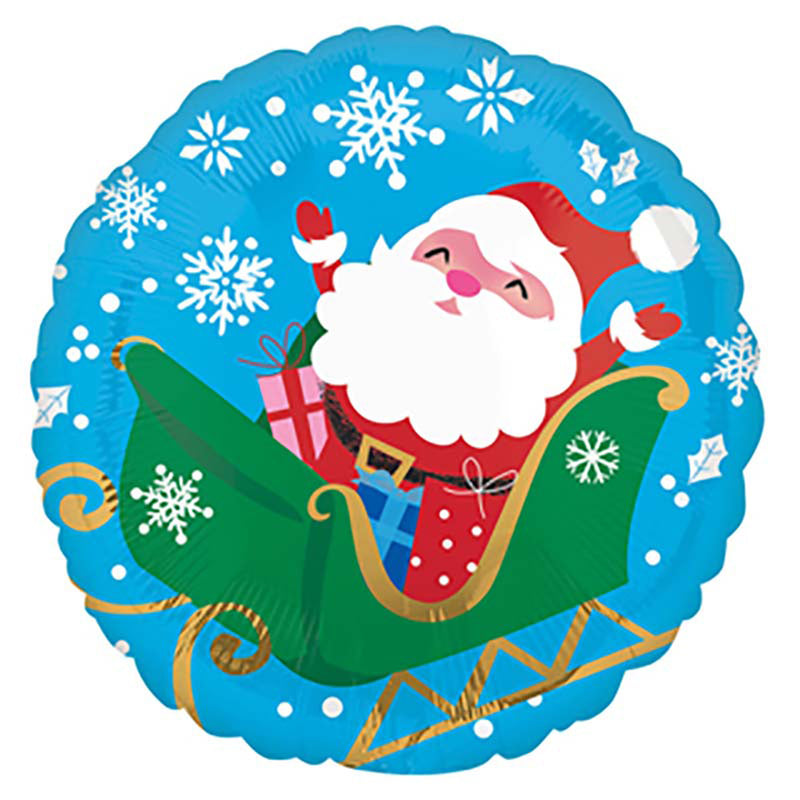 ABC18 Folienballon "Weihnachtsmann im Schlitten" | Ø 43 cm