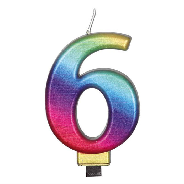 Kerzenzahl 6 Regenbogen