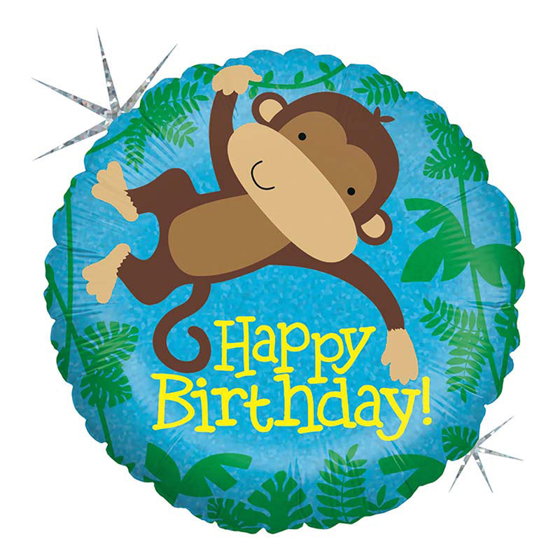 18"/Ø46cm Folienballon "Happy Birthday" Affe