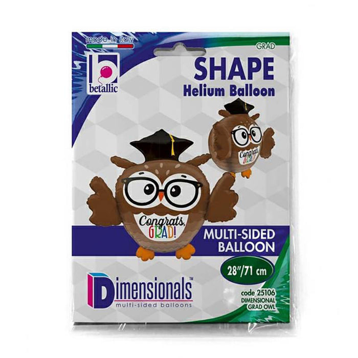 Shape Folienballon "Congrats Grad" Eule 3D | 71 cm