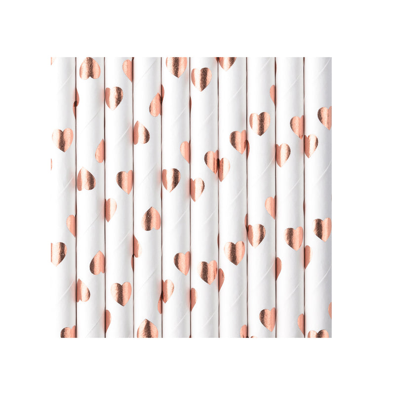 Strohhalm Papier Stripes 10Stk./195mm Rosegold
