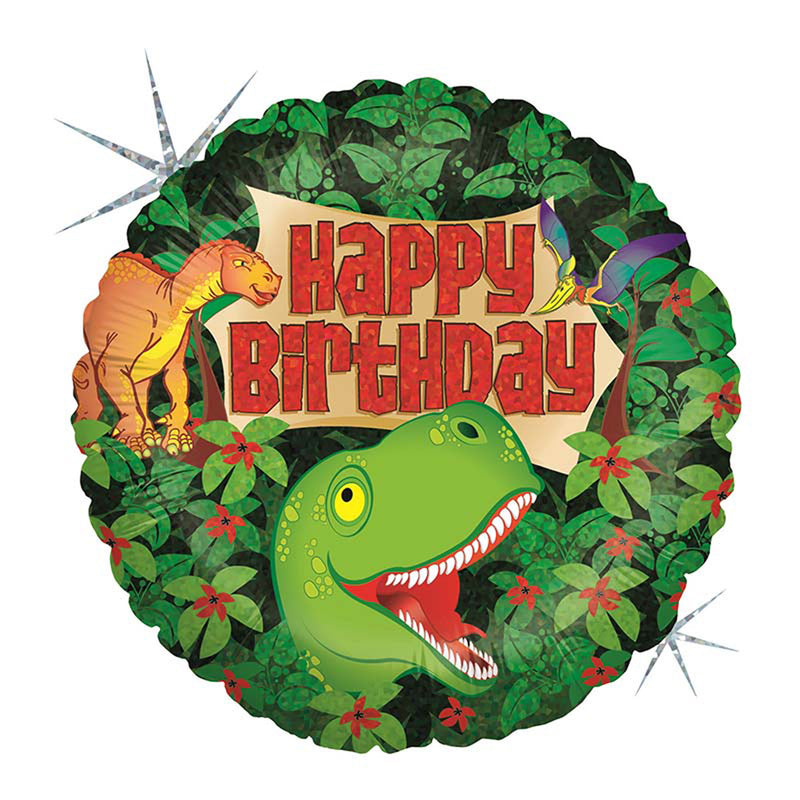 18"/Ø46cm Folienballon "Happy Birthday" Dinosaurier