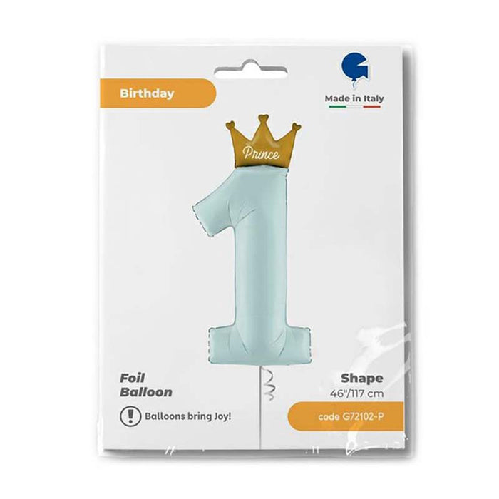 Riesenzahl Folienballon 46"/117cm | 1st Birthday Prince #1